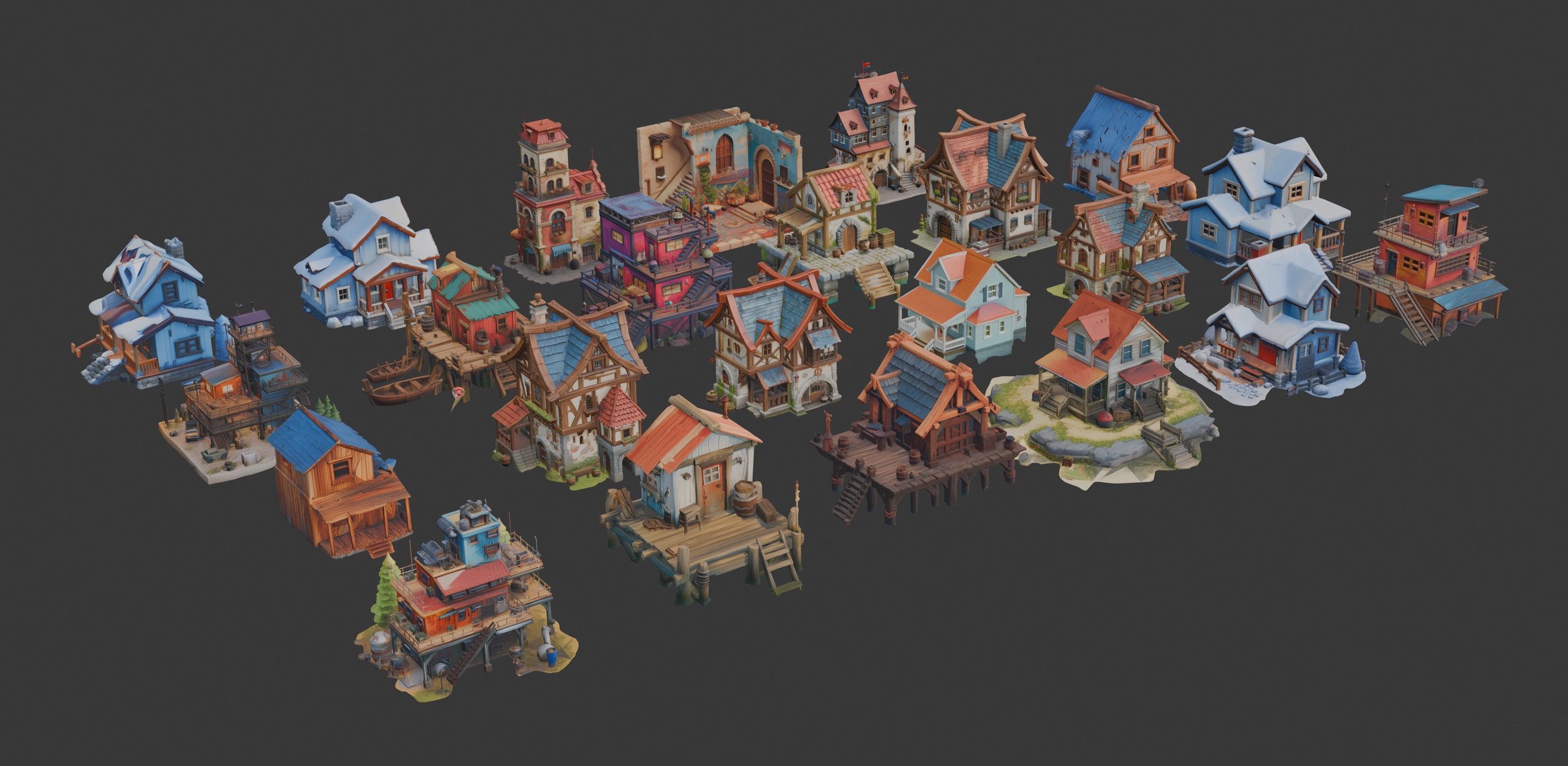 Media 1 for listing Stylized Fantasy Architecture Set