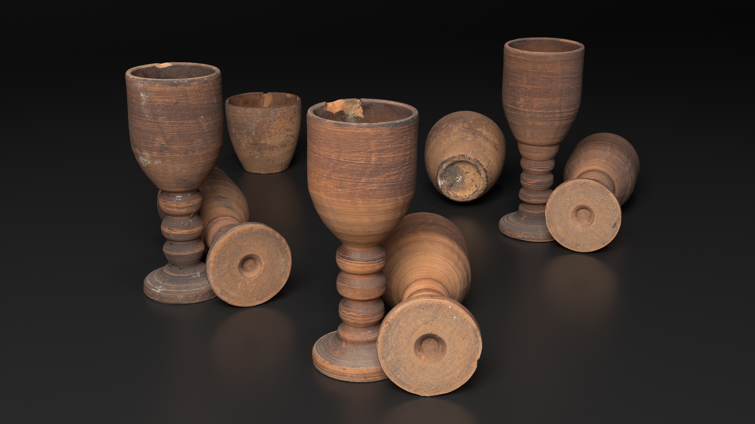 Media 1 for listing Medieval Wooden Goblets and Cup Set