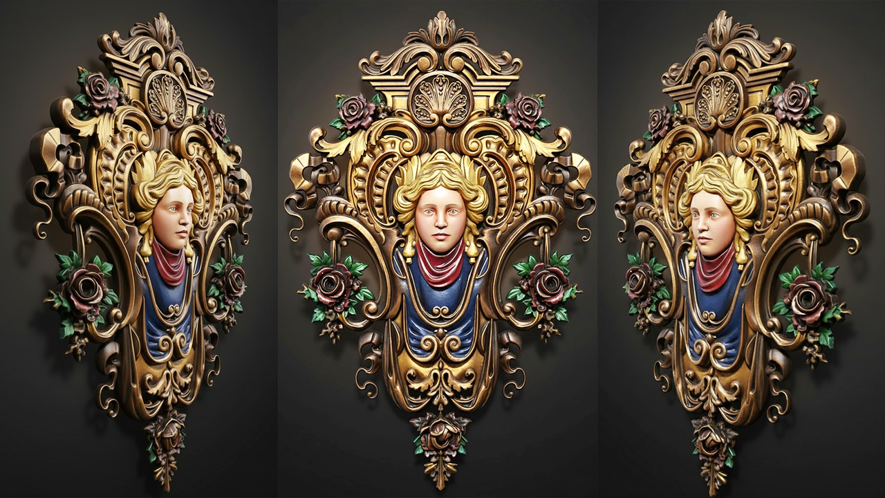 Media 1 for listing Ornate Classical Wall Relief