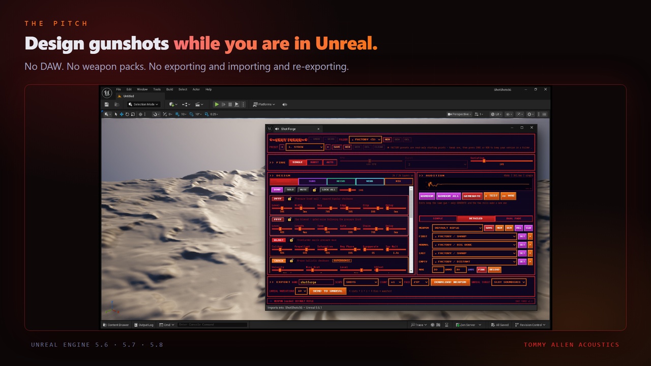 Media 1 for listing Shot Forge — Realistic Gunfire Designer for Unreal