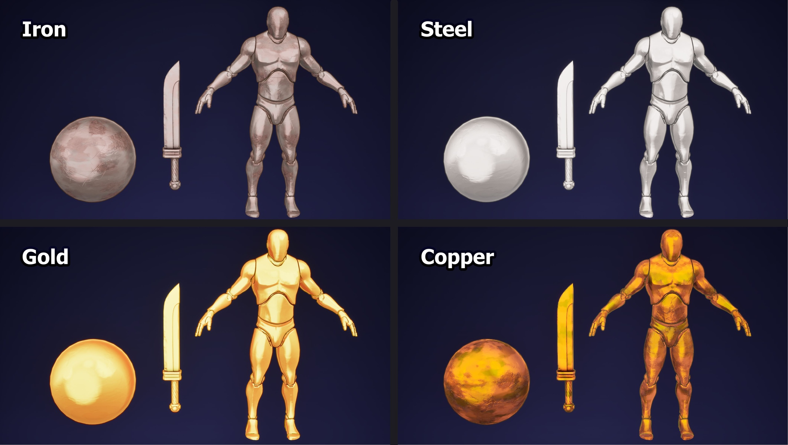 Media 1 for listing Stylized Metal Materials + Outline Shader