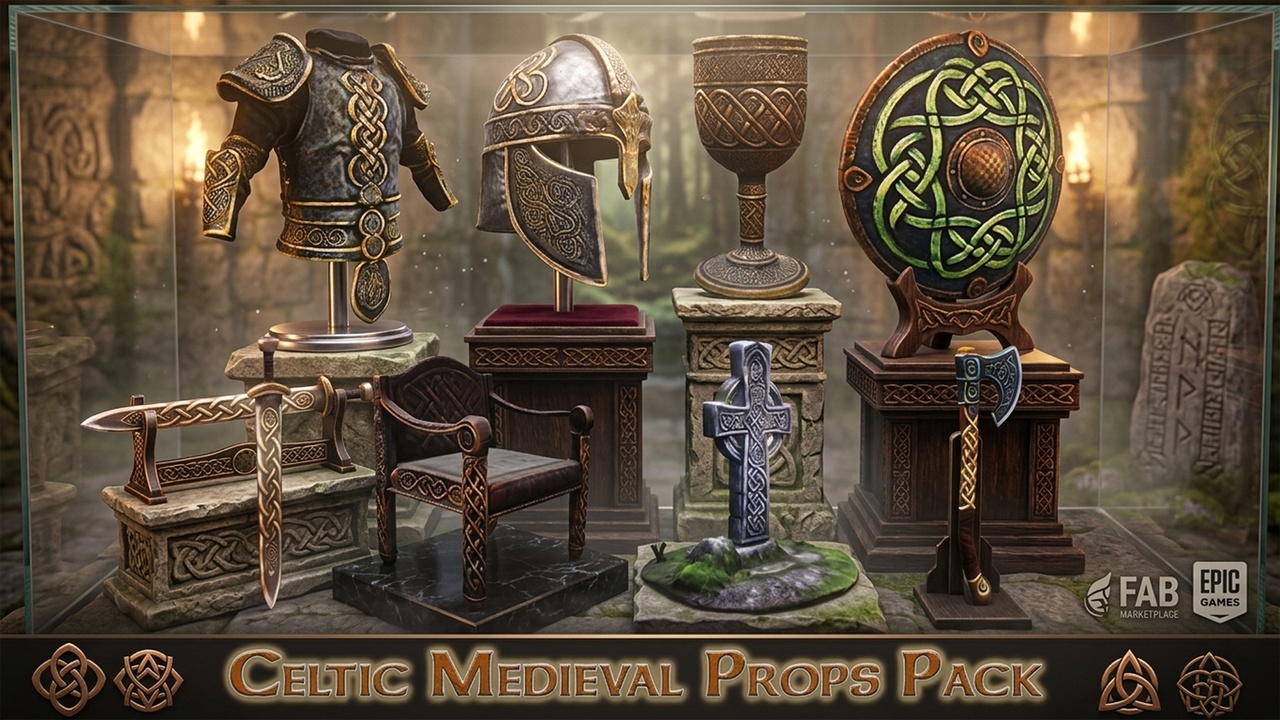 Media 1 for listing Celtic Medieval Props Pack – Game Ready Collection