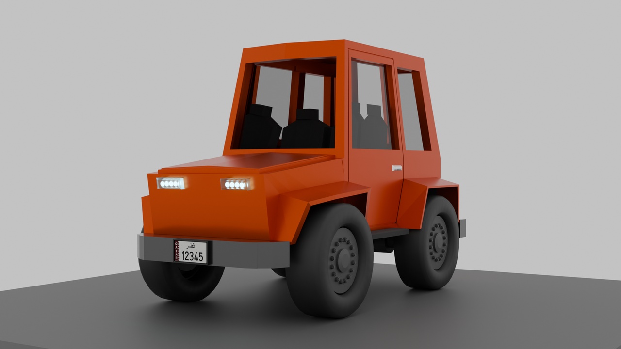 Media 1 for listing 3D Low poly 4wd/jeep car (Cartoon style) with Qatari Plate number (Blender File)