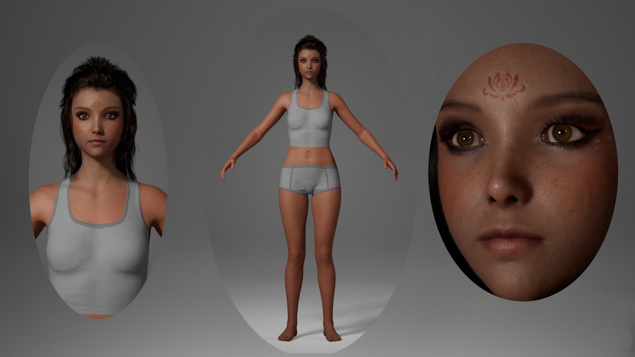 Media 1 for listing Editable Female Character - Caifeng.With hair, no clothing included.