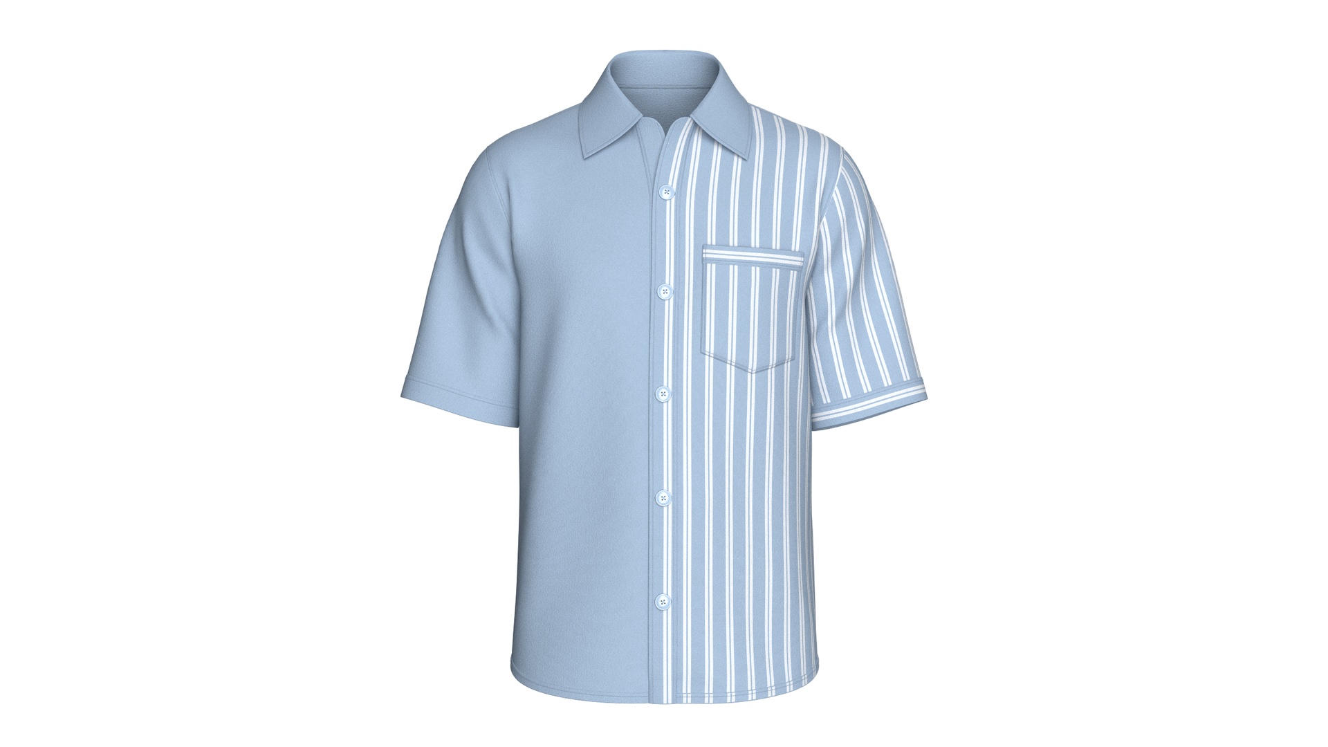 Media 1 for listing Men Half - Side Striped Shirt With Short Sleeve | High Poly