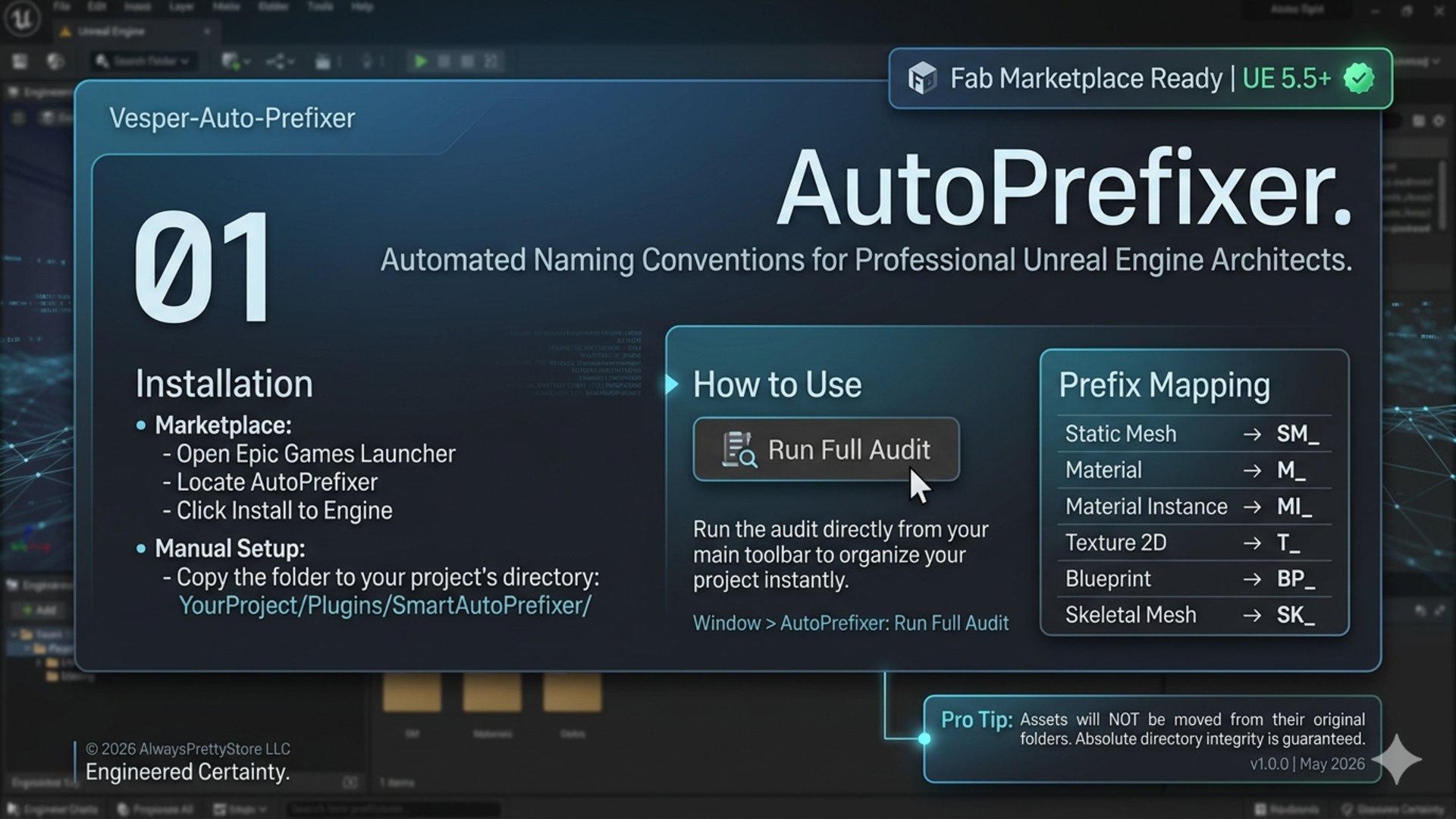 Vesper AutoPrefixer: Automated Naming Conventions for Unreal Engine | Fab