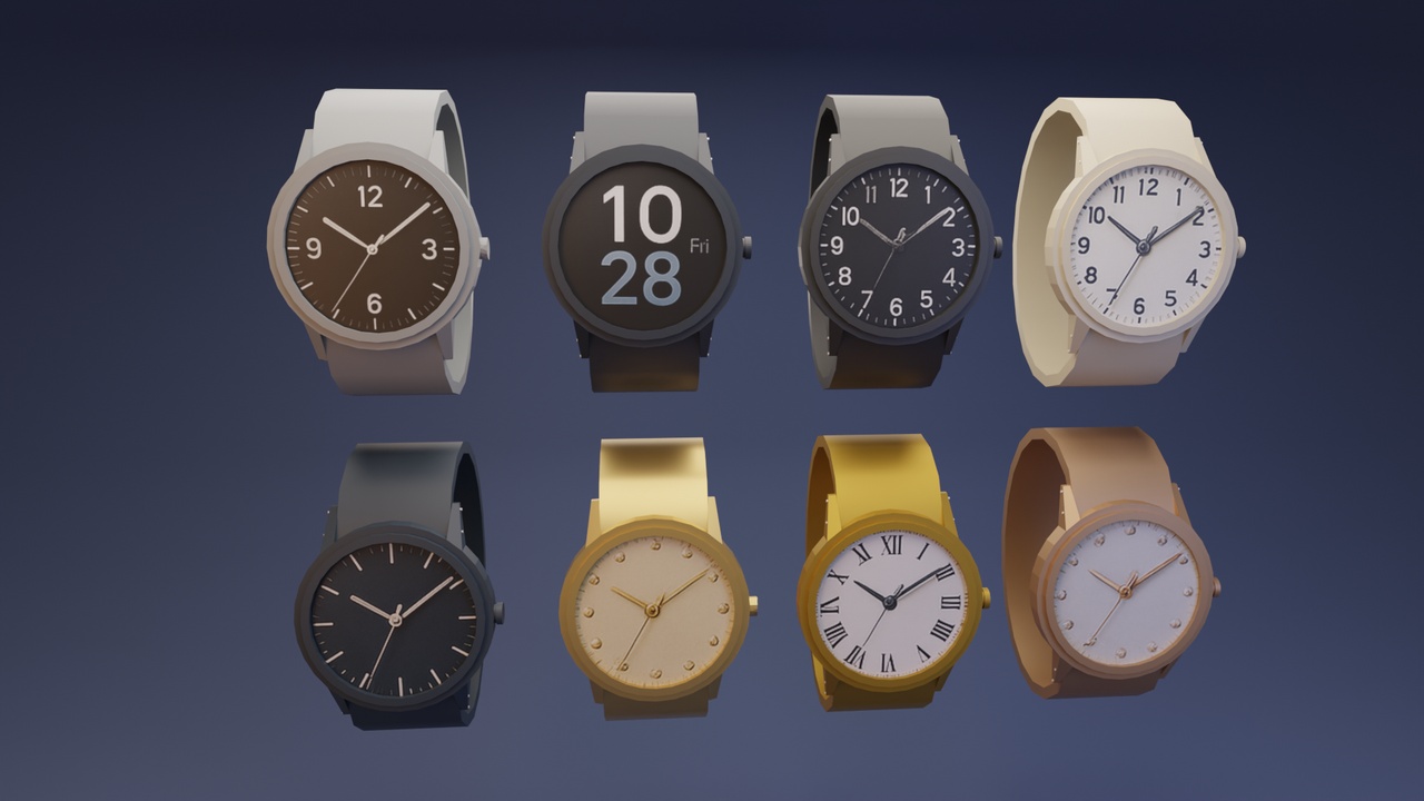 Media 1 for listing Watch Collection – 8 Stylised 3D Meshes