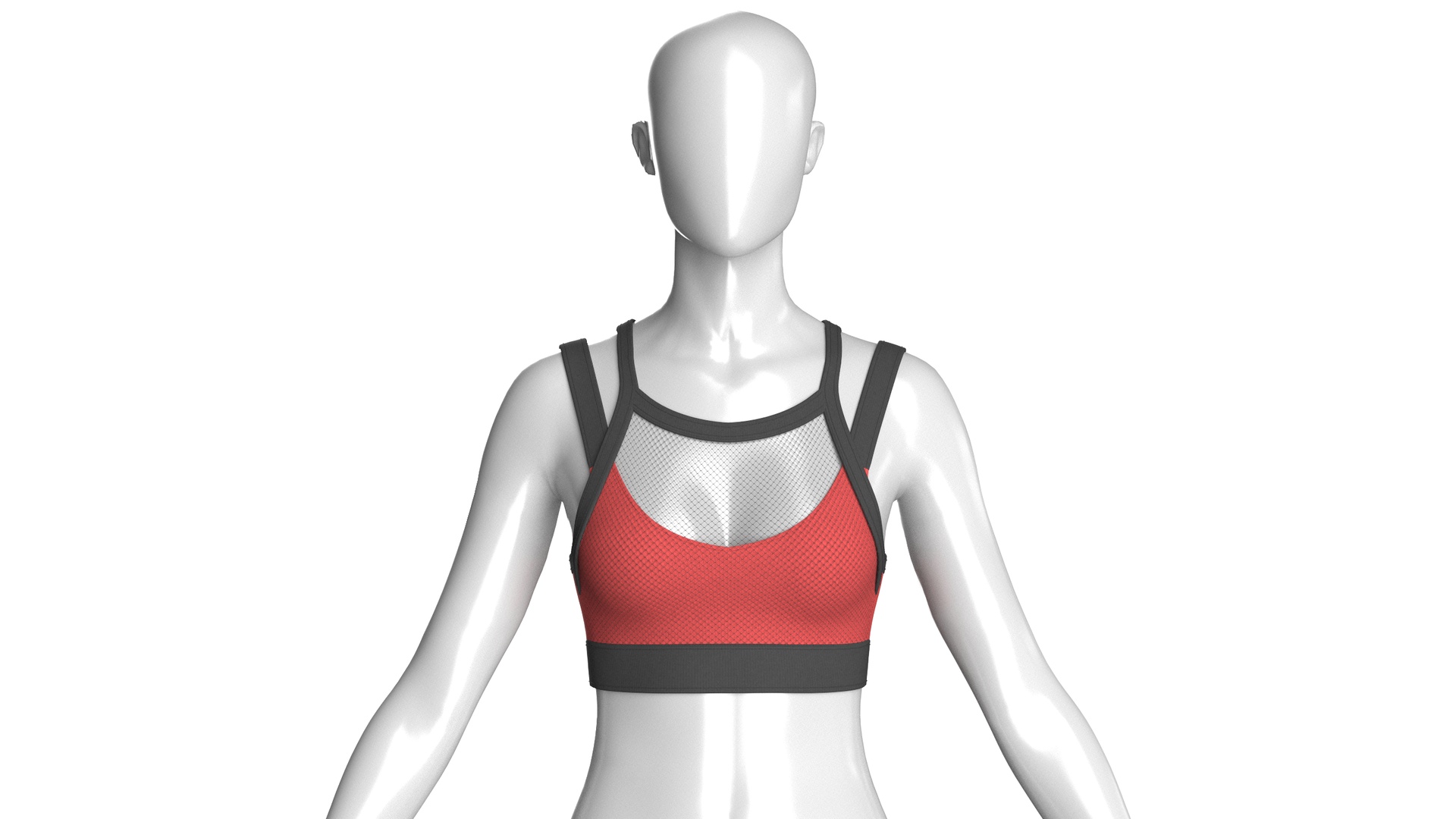 Media 1 for listing Girls Sports Bra With Sheer Upper Mesh Panel | High Poly