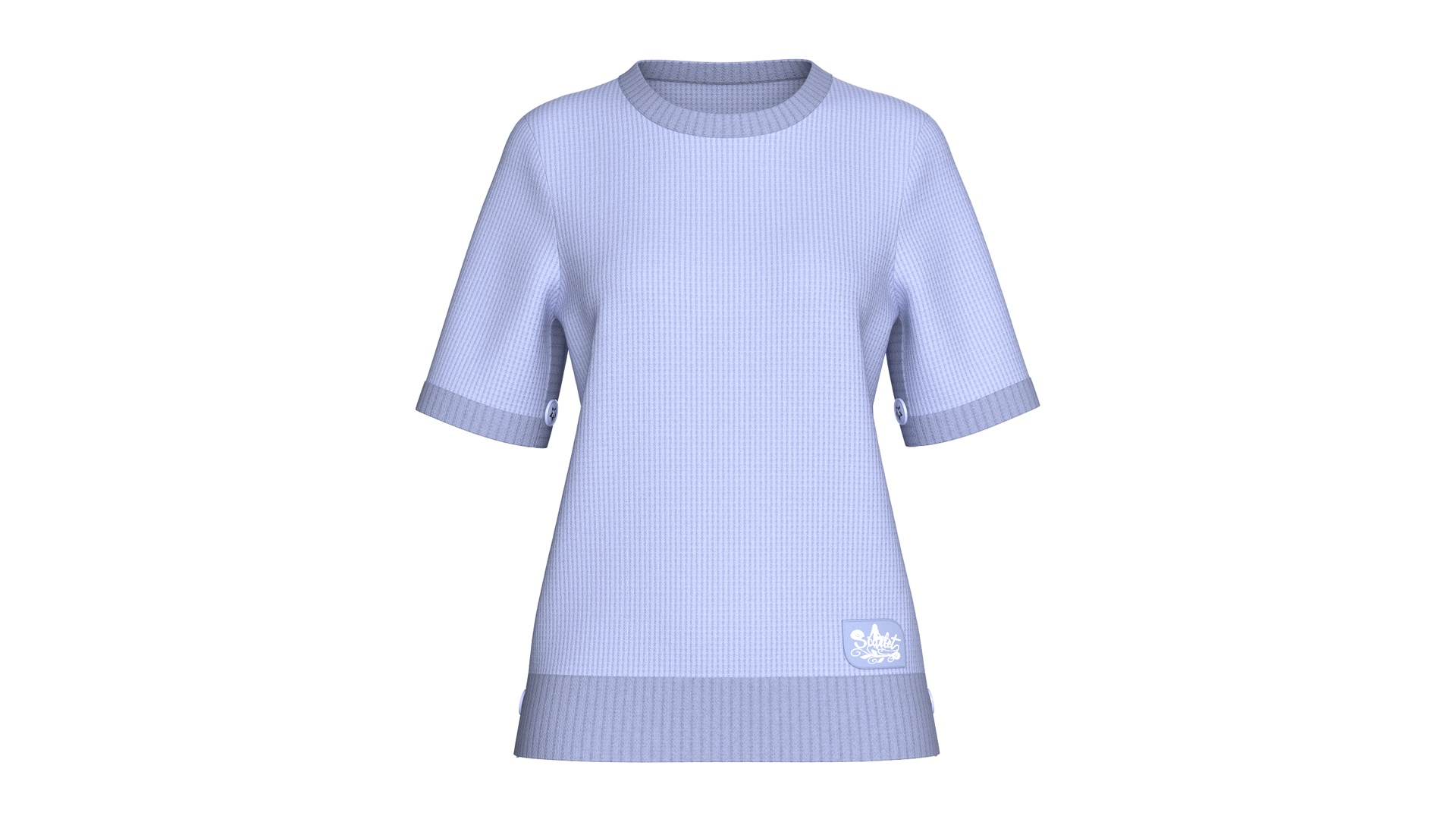 Media 1 for listing Girls Ribbed Short Sleeve Side Button Slit Sweater | High Poly