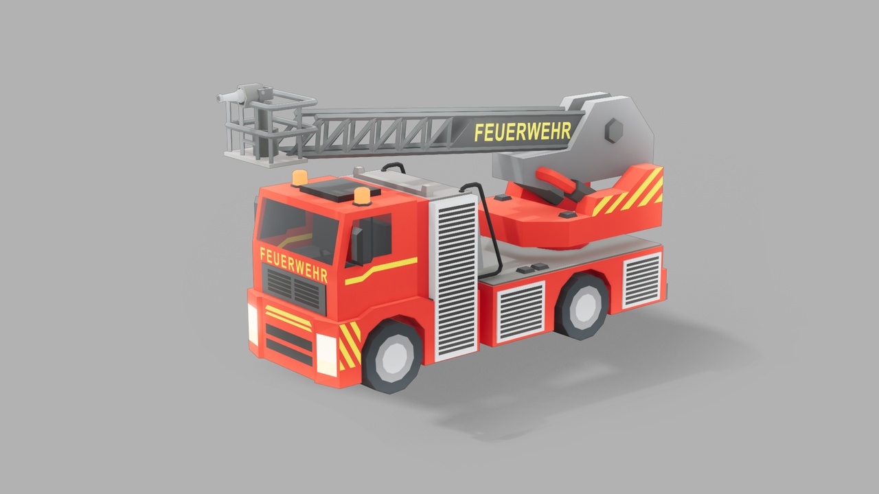 Media 1 for listing Low Poly Stylized Fire Engine –Vehicle 3D Model for Unreal Environment