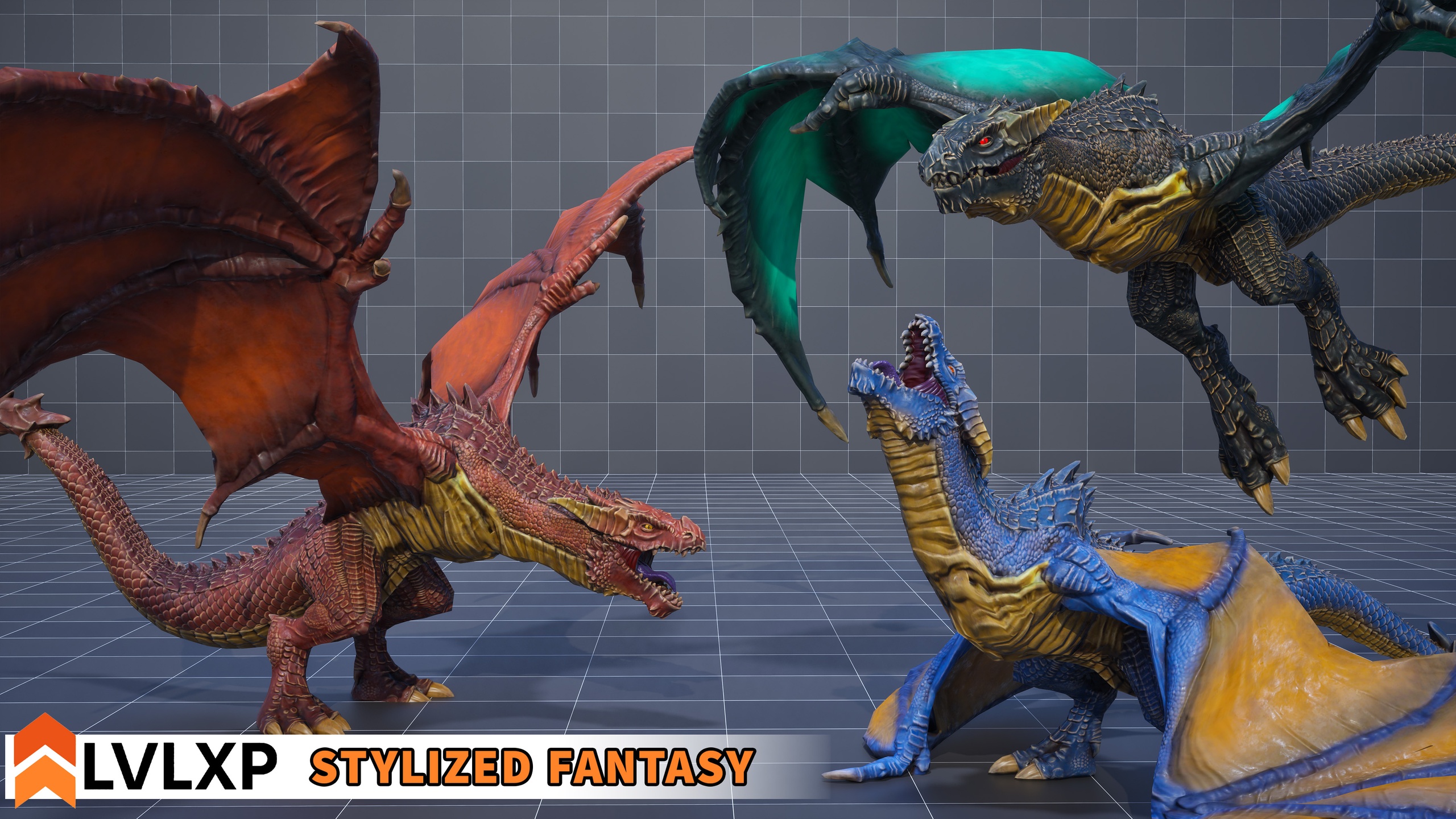 Media 1 for listing Stylized Fantasy - Animated Wyvern Dragon