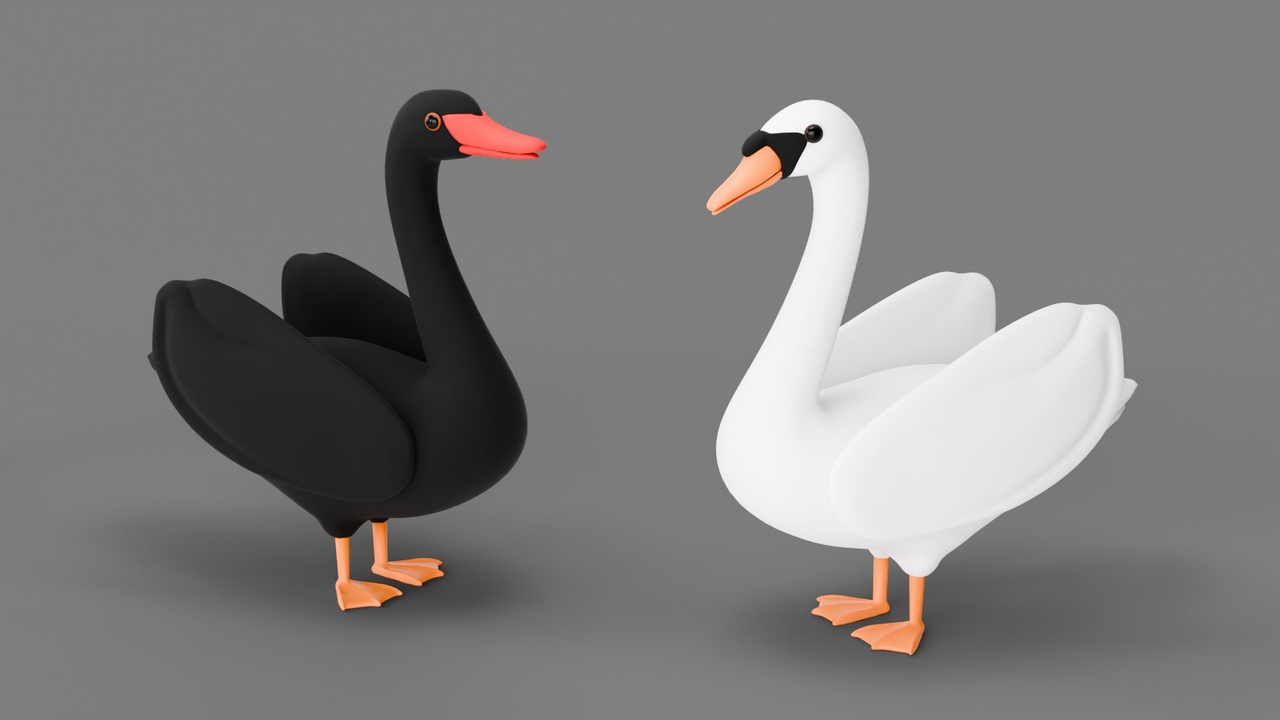 Media 1 for listing Stylized White and Black Swans