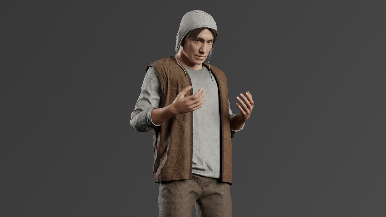 Medieval Male Peasant Villager Character 제품 등록을 위한 미디어 1개