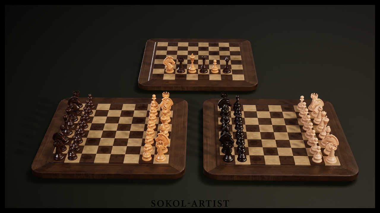 Media 1 for listing Realistic Worn Wooden Chess Set - PBR Ready