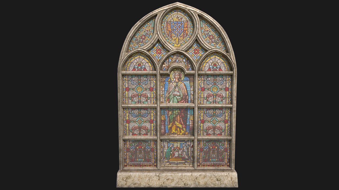 Media 1 for listing Stained Glass Window Medieval Church Temple
