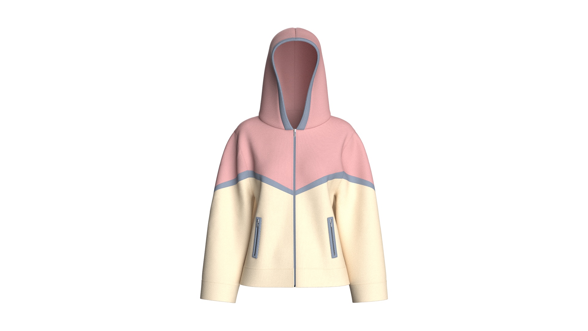 Media 1 for listing Girls V-Shaped Color Blocked Hoodie Jacket | High Poly