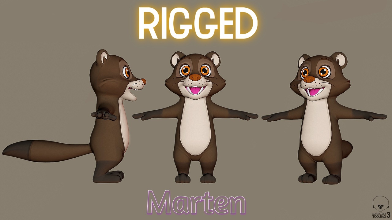 Media 1 for listing Rigged Dark Brown Ferret Low-poly 3D model