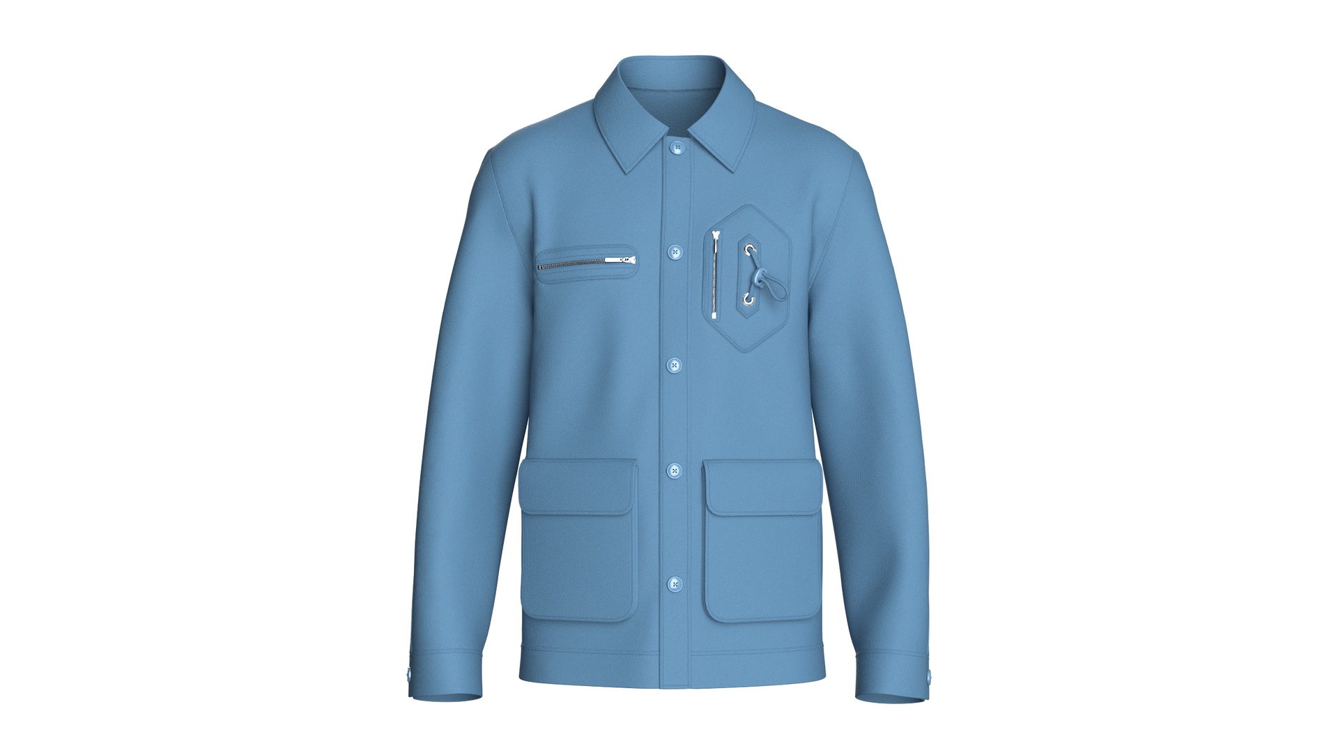 Media 1 for listing Men Utility Button - Up Jacket With Multi Pockets | High Poly