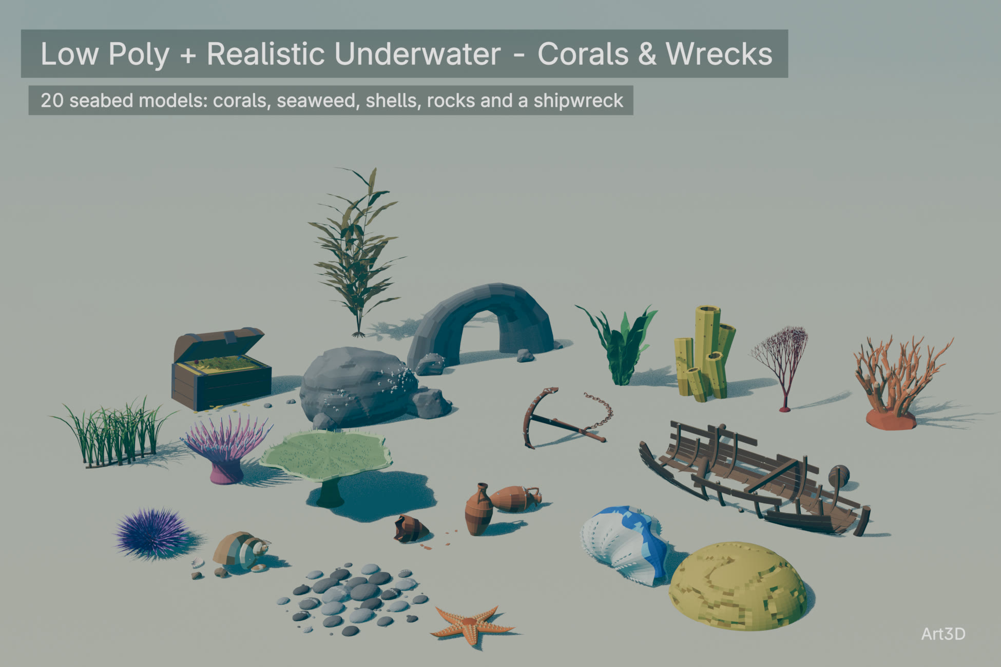 Low Poly + Realistic Underwater - Corals & Wrecks | Fab