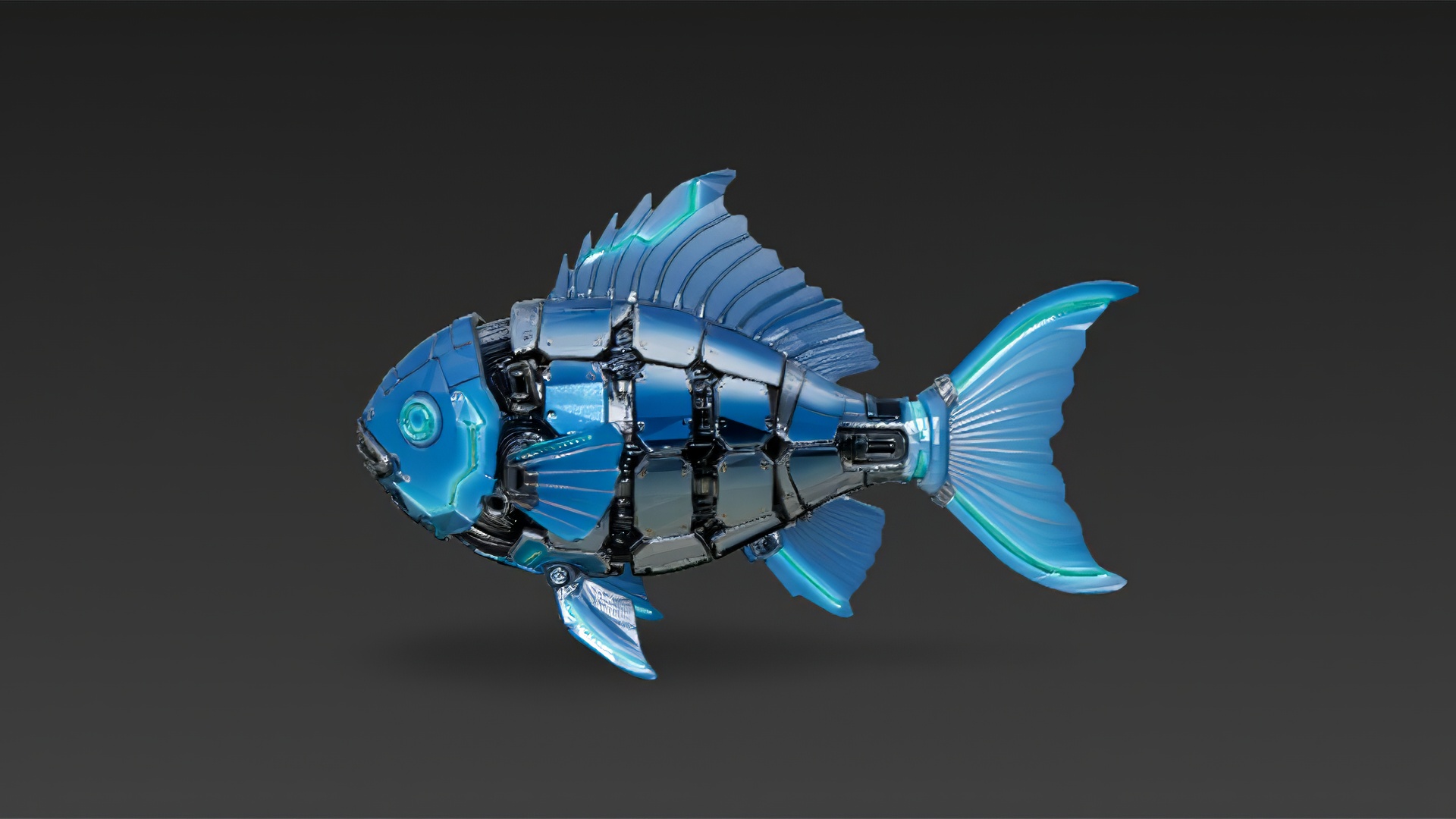 Blue Cyber Mechanical Fish | Fab