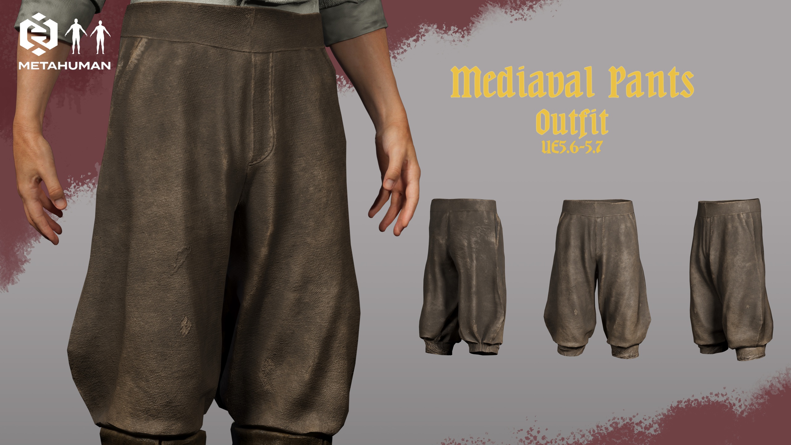 Media 1 for listing 01_Medieval Pants - Resizable Outfit Metahuman