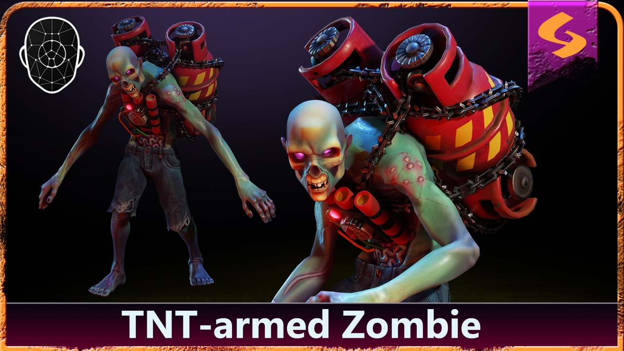 Media 1 for listing TNT-armed Zombie with a Stopwatch | Stylized