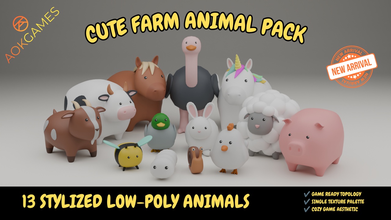 Media 1 for listing Stylized Farm Animals Pack