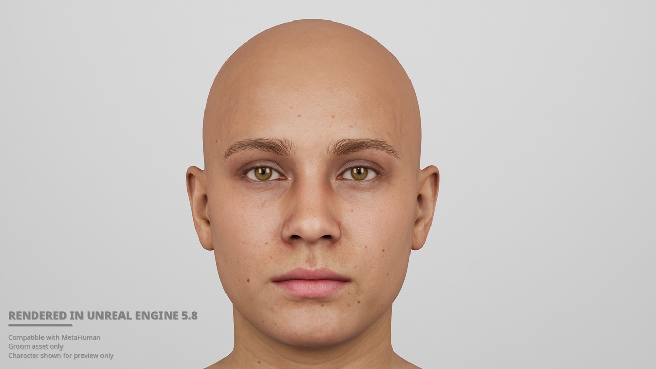 Media 1 for listing Medium Natural Straight Eyebrows Groom for MetaHuman