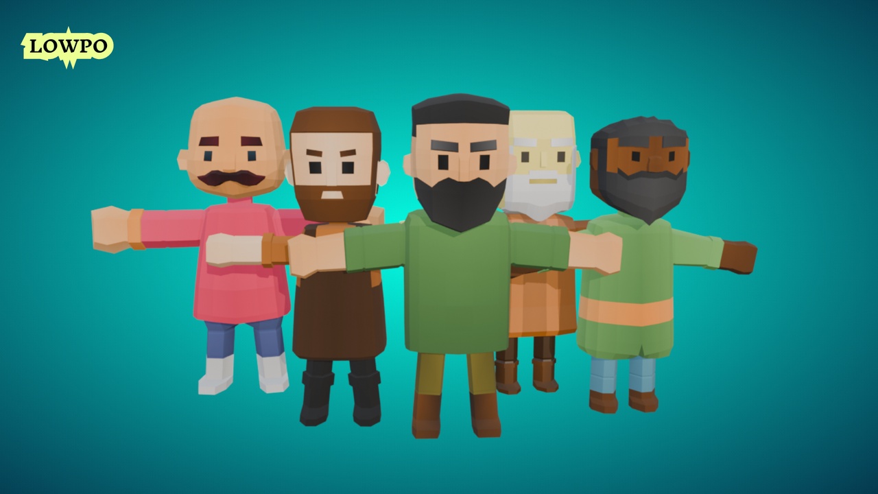 Media 1 for listing LOWPO: Stylized Low Poly Villager NPC Pack