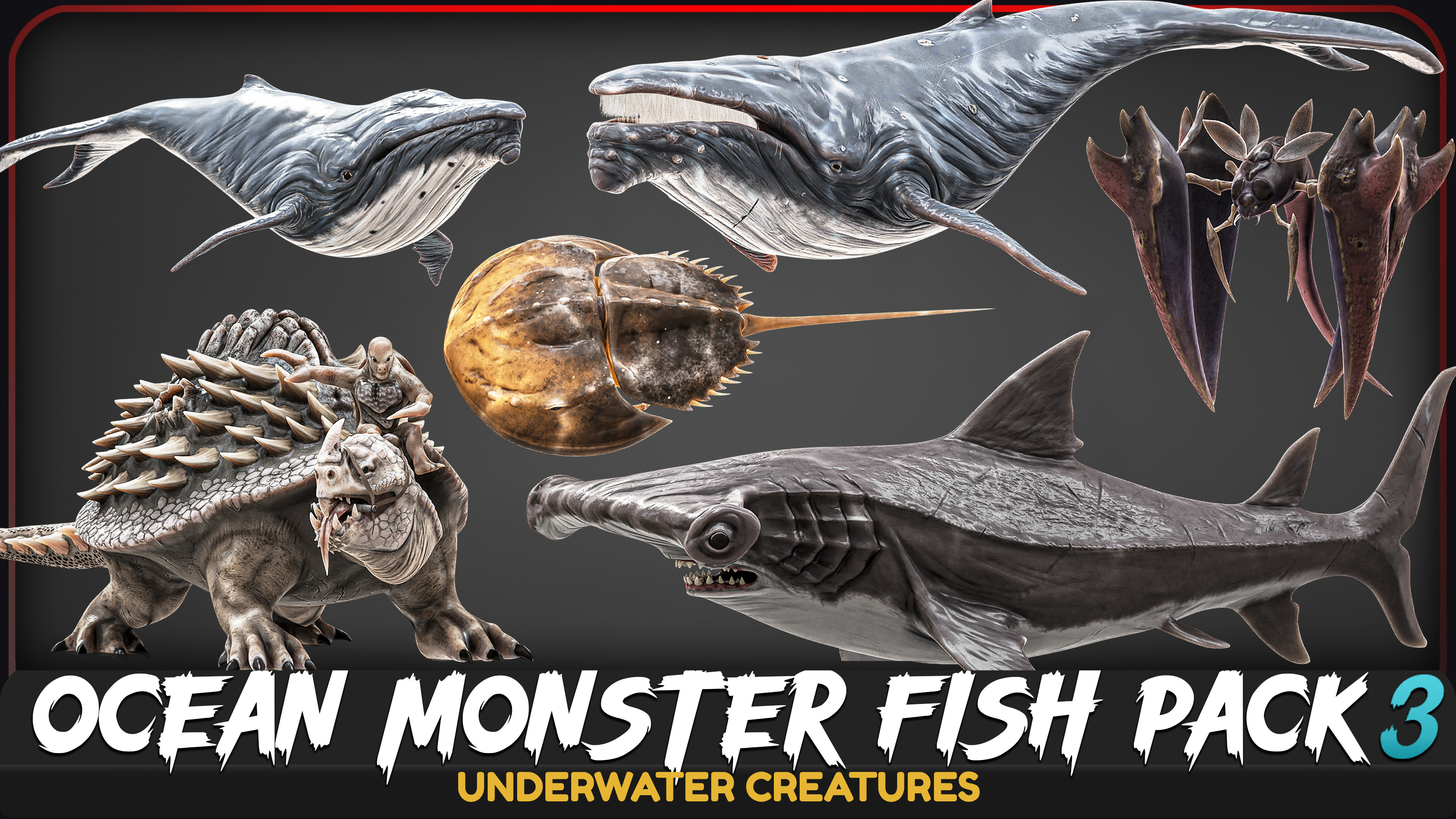 Ocean Monster Fish Pack 3 - Low poly Fish Predator - Underwater ...