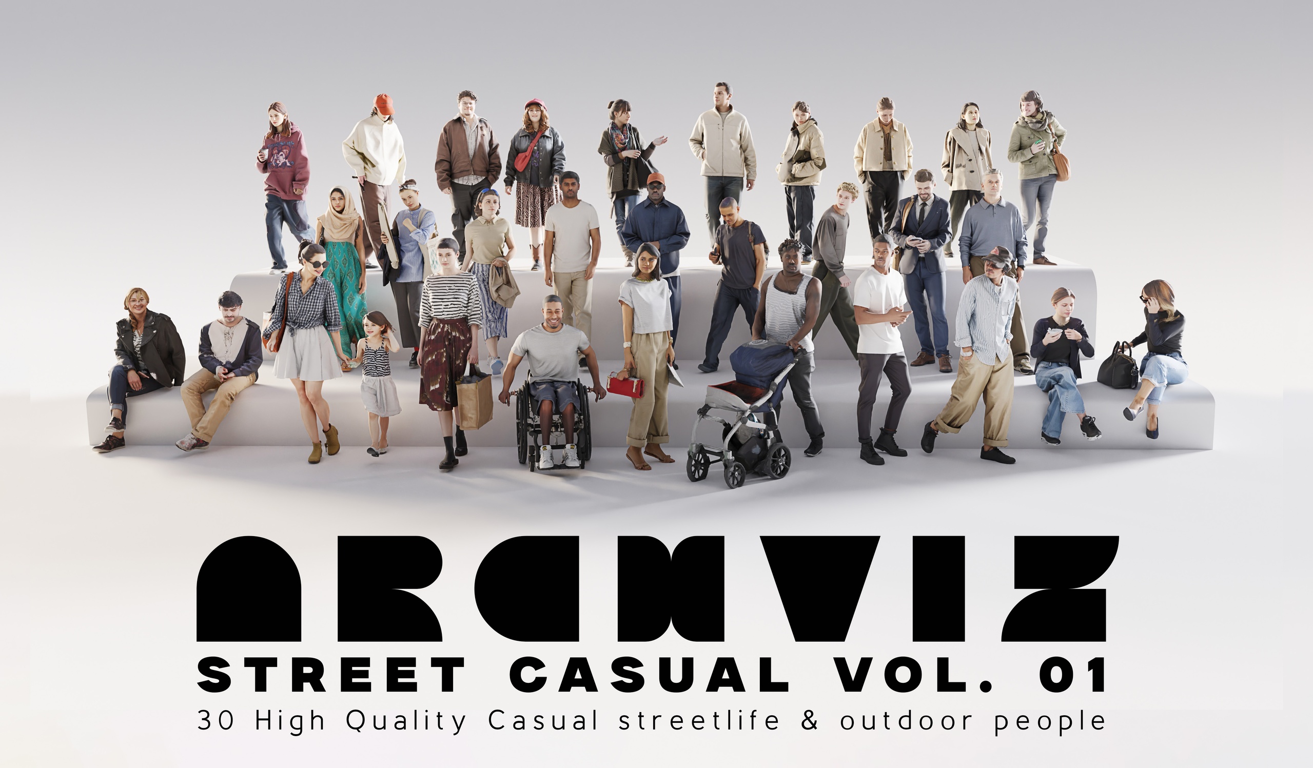 Media 1 for listing ArchViz People — Street Casual Vol. 01 | 30 Realistic Pedestrian Characters