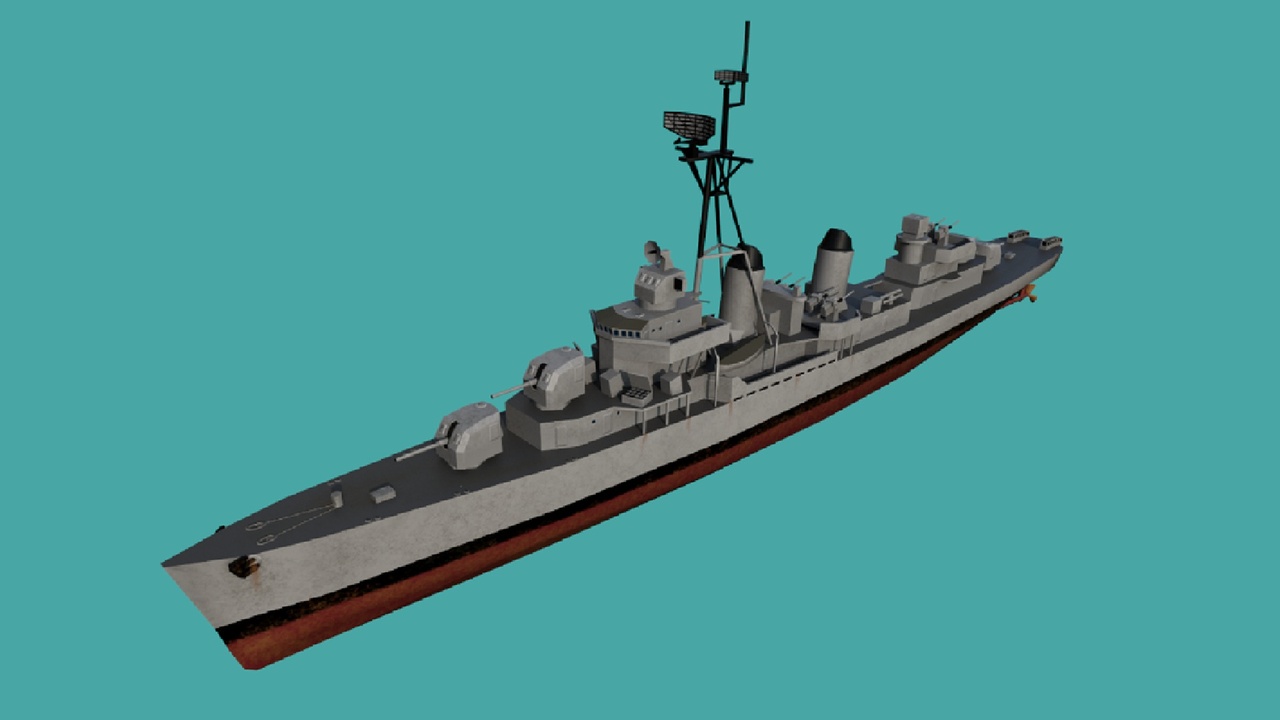 Media 1 for listing Fletcher-class Destroyer (Cold War Refit) — Lowpoly Naval Ship