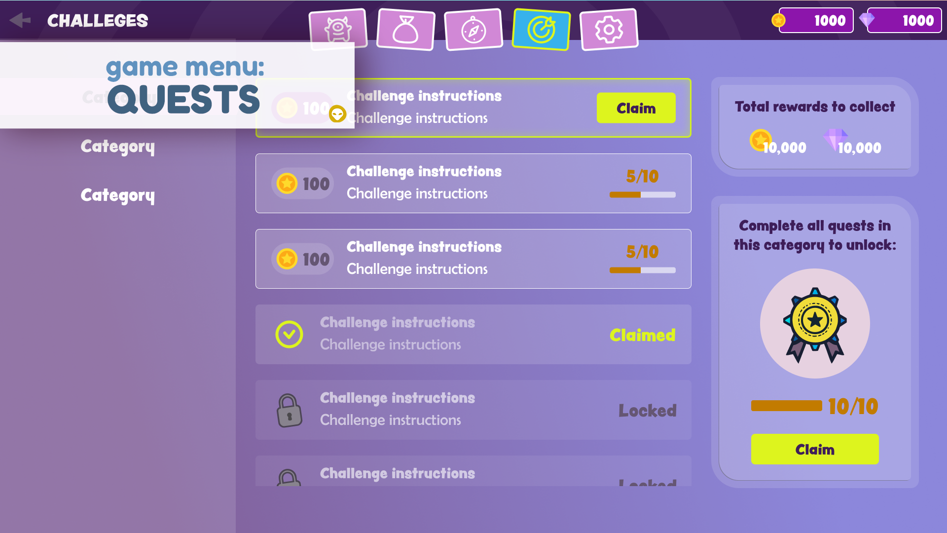 Game Menu - Quests | Fab