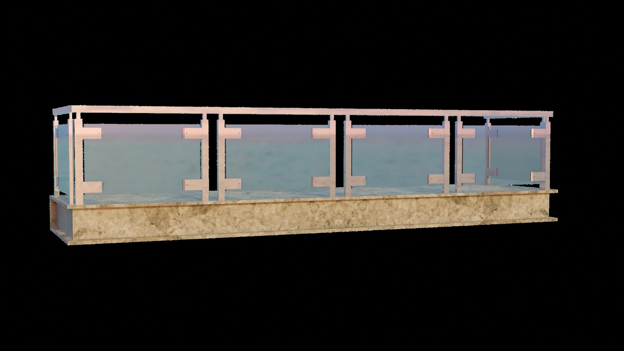Media 1 for listing Modular Balcony Structure with Glass Railing | Outdoor Balcony Railing Asset