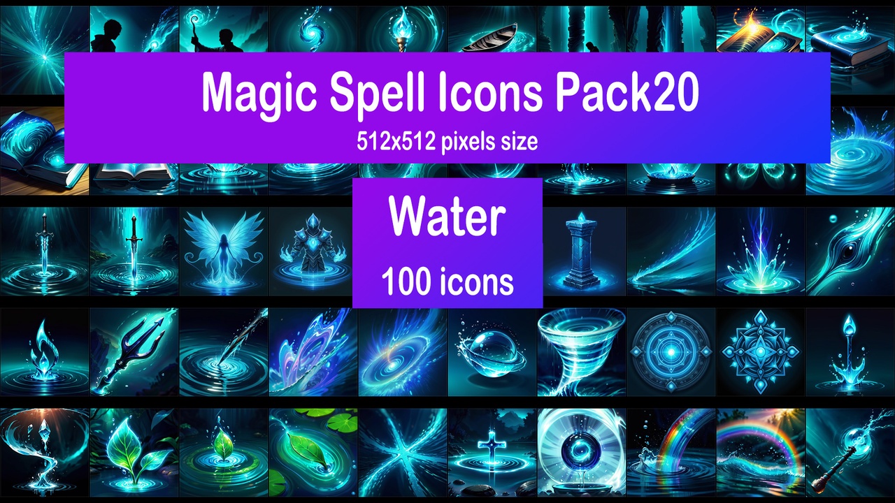 Media 1 for listing Magic Spell Icons Pack20 - Water