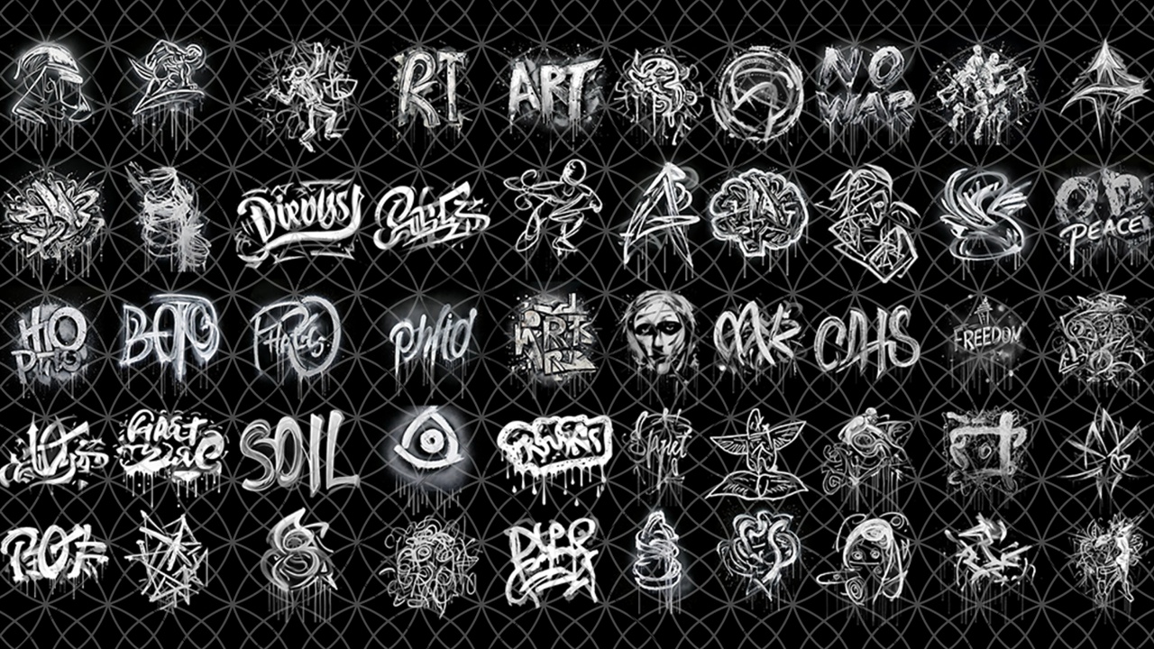 Media 1 for listing Graffiti Decal Pack Vol 01 – High-Res 4096x4096 Game-Ready Alpha