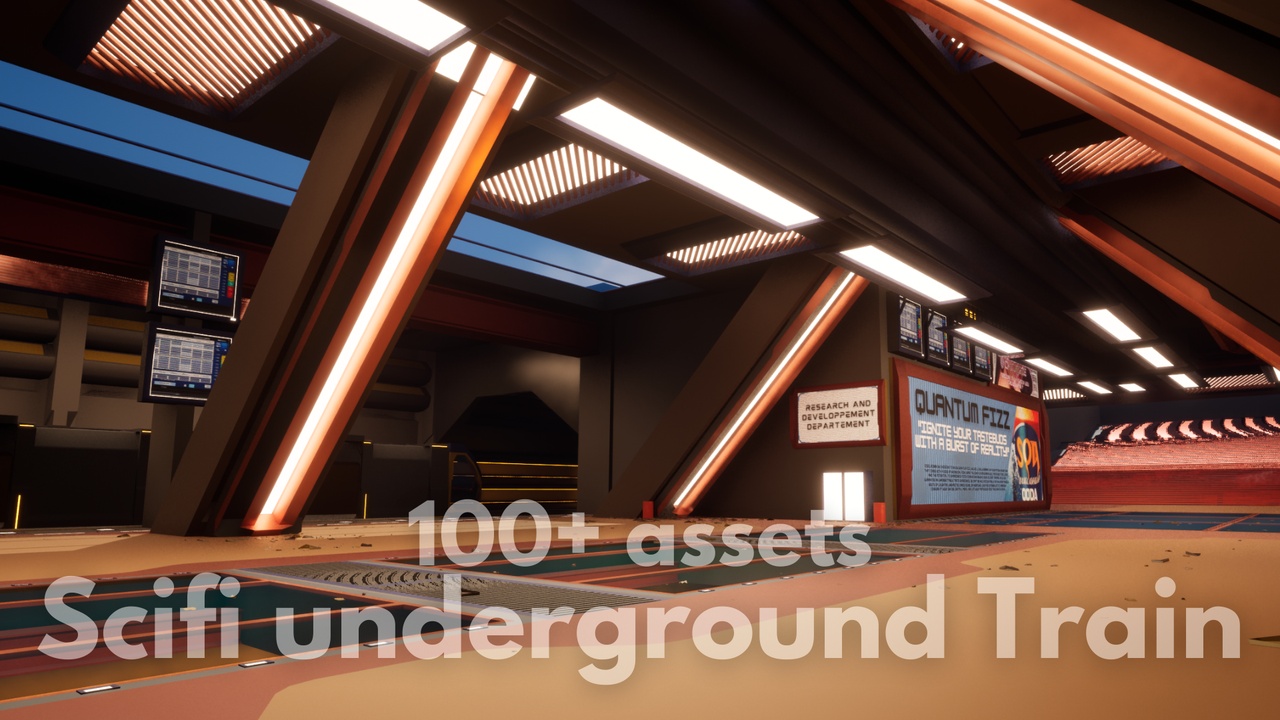 Media 1 for listing Lowpoly scifi underground train system making level changing