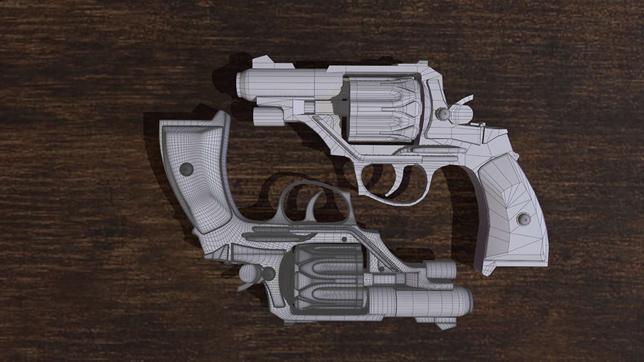 Media 1 for listing Stylized Revolver 3D Model – Game Ready Handgun Prop