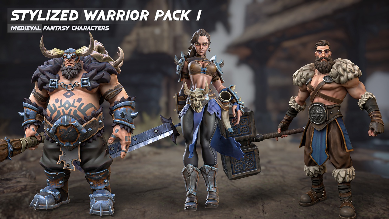 Media 1 for listing Stylized Warrior Pack - Part 1 - Hero Fantasy Medieval Characters - #46