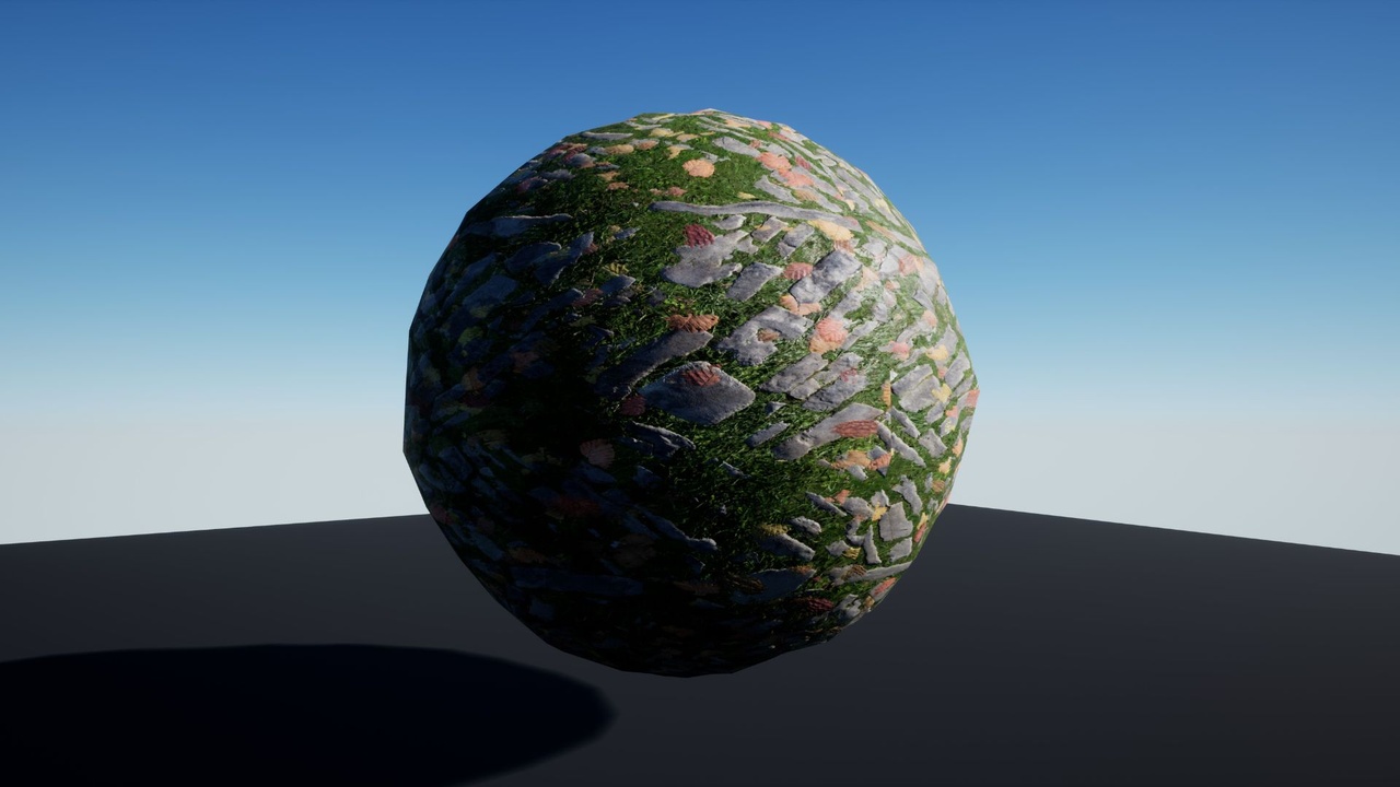 Media 1 for listing Photorealistic Overgrown Leafy Flagstone Path PBR (8K/4K/2K)