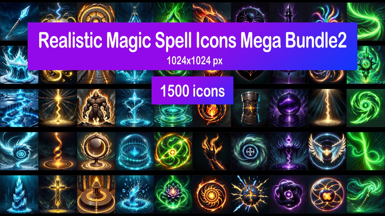Media 1 for listing Realistic Magic Spell Icons Mega Bundle2