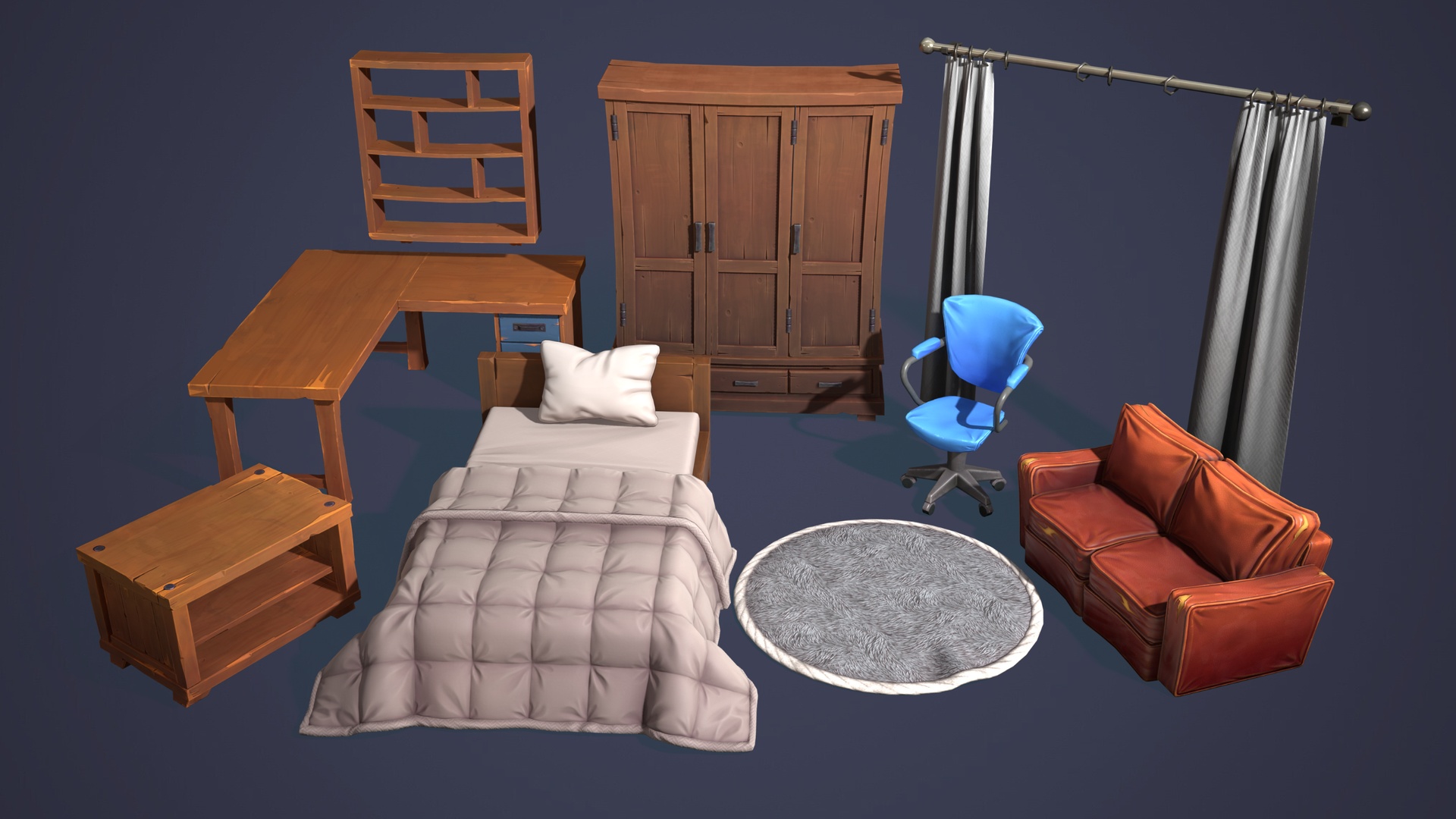 Media 1 for listing Stylized Retro Furniture - Retro Room Series