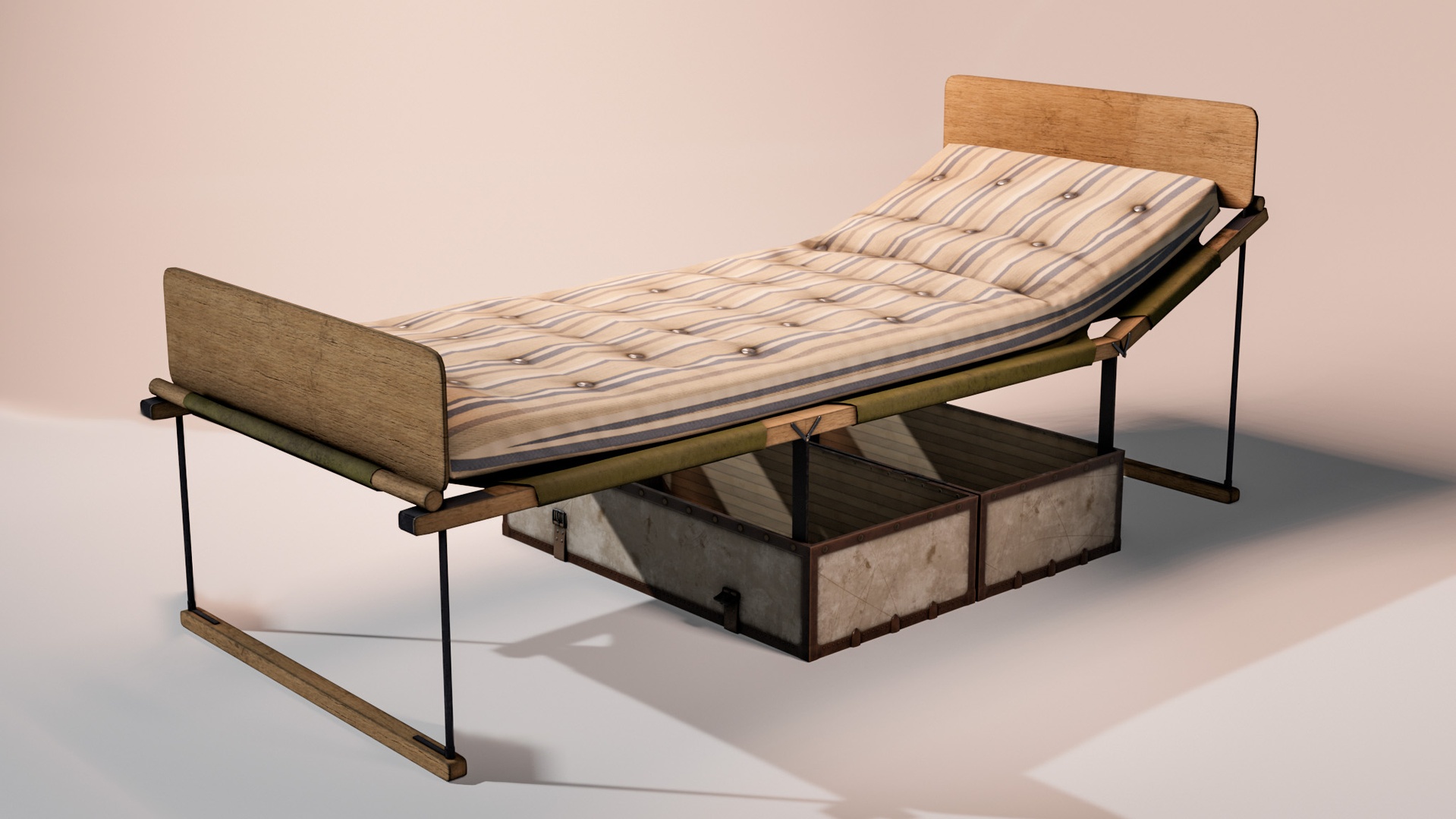 Media 1 for listing The camp bed trunk with mattress