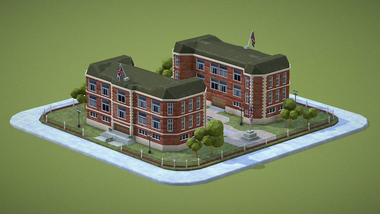 Media 1 for listing Lowpoly British School Building