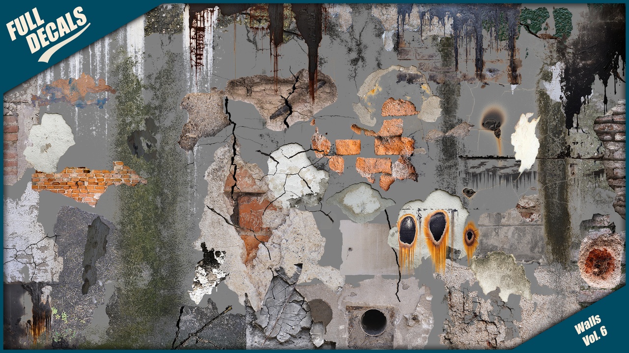 Media 1 for listing Burnt and Destroyed Wall Decals Pack Vol. 6
