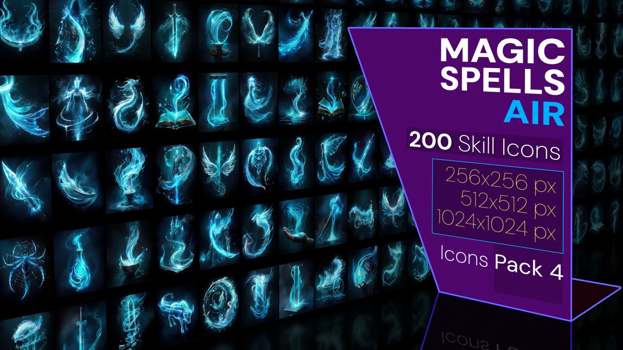 Media 1 for listing 200 Magic Spell Icons Pack 4 - Air