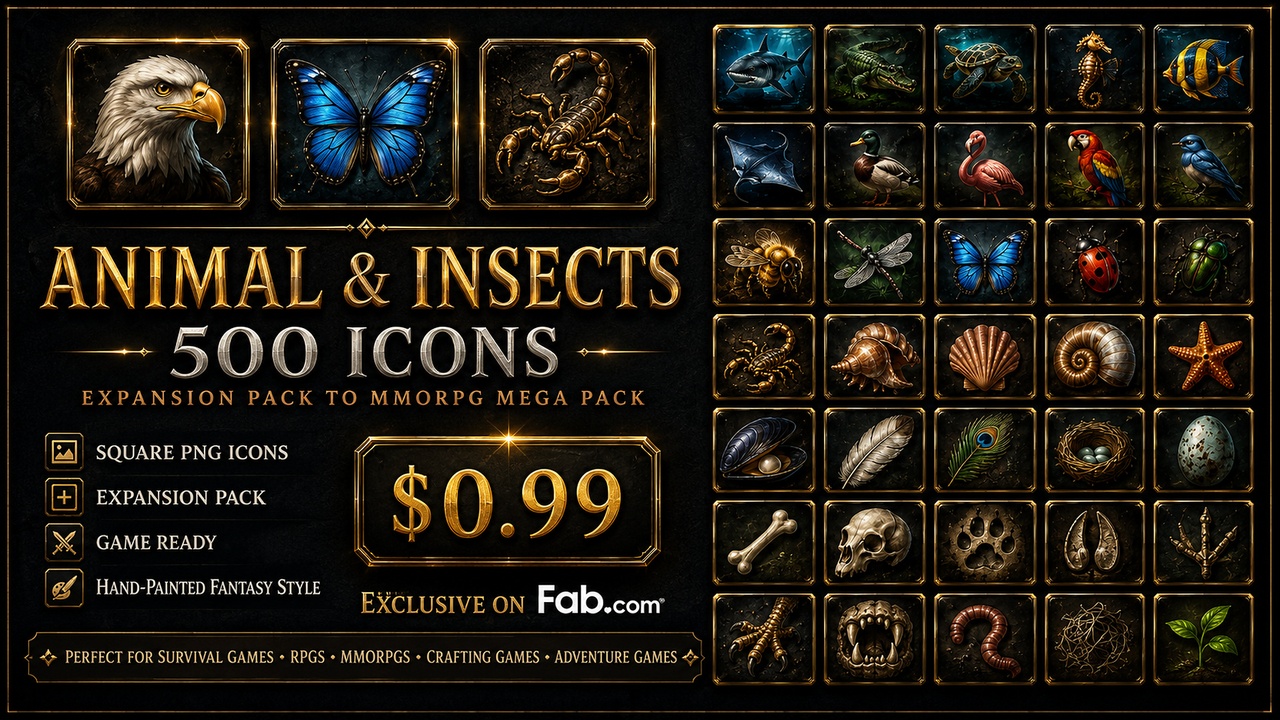Media 1 for listing Animal & Insects 500 Icons | In the style of Mega Pack | PNG Icons