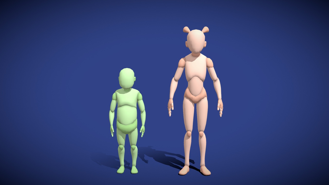 Media 1 for listing Base Mesh Pack - Kid Humanoid Mannequins