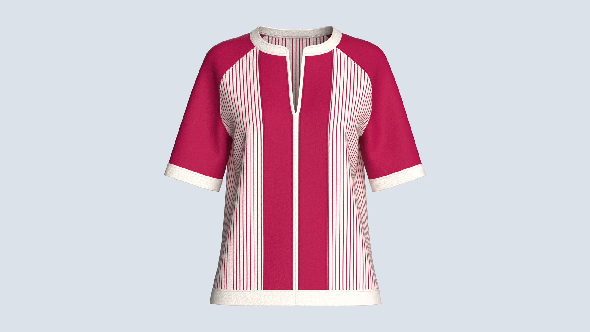 Media 1 for listing Girls Raglan Split Neck T-shirt With Striped | High Poly
