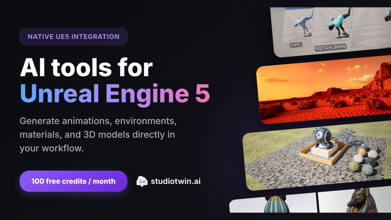 Media 1 for listing StudioTwin - AI tools for Unreal Engine 5 Editor